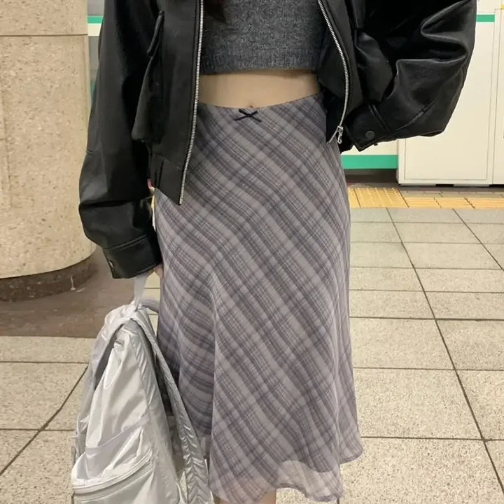MORIAH | Classic Plaid Midi Skirt