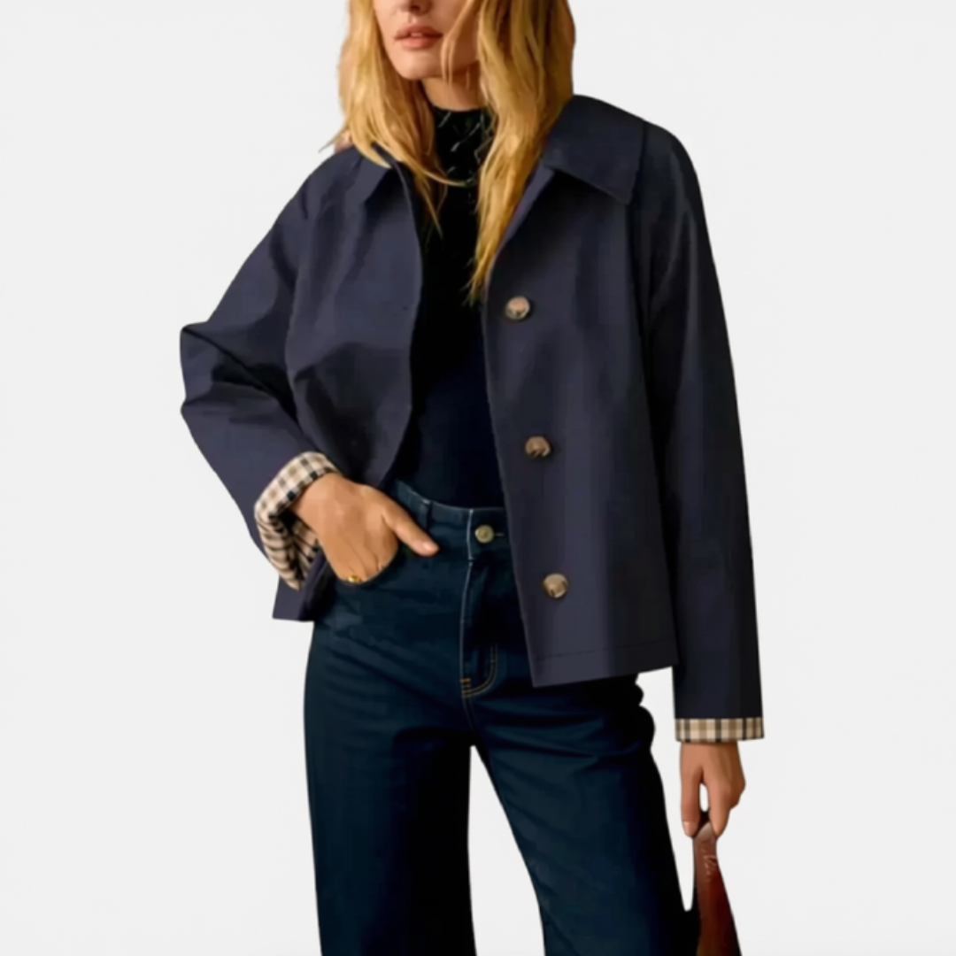 Women's Plaid Lined Cropped Button Front Jacket