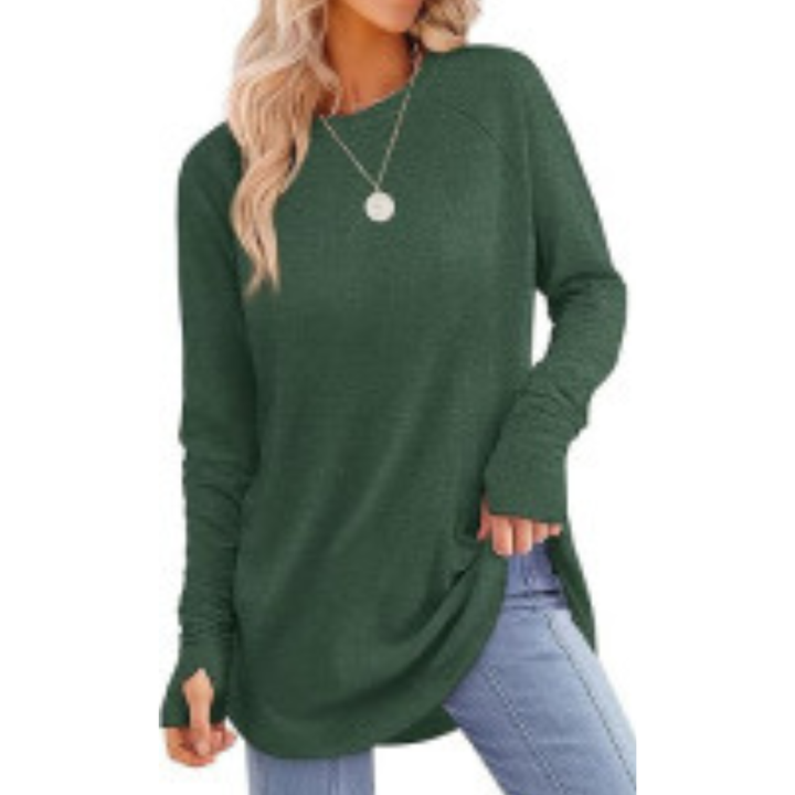 MIRA | Women's Long Sleeve Tunic Top with Thumb Hole and Curved Hem