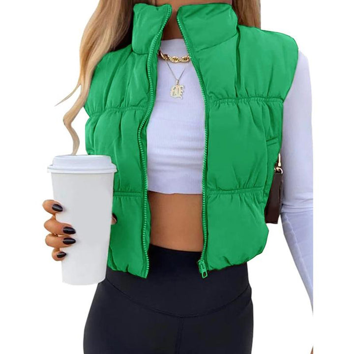 CAROLINE | Sleeveless Zip-Up Puffer Vest with Stand Collar