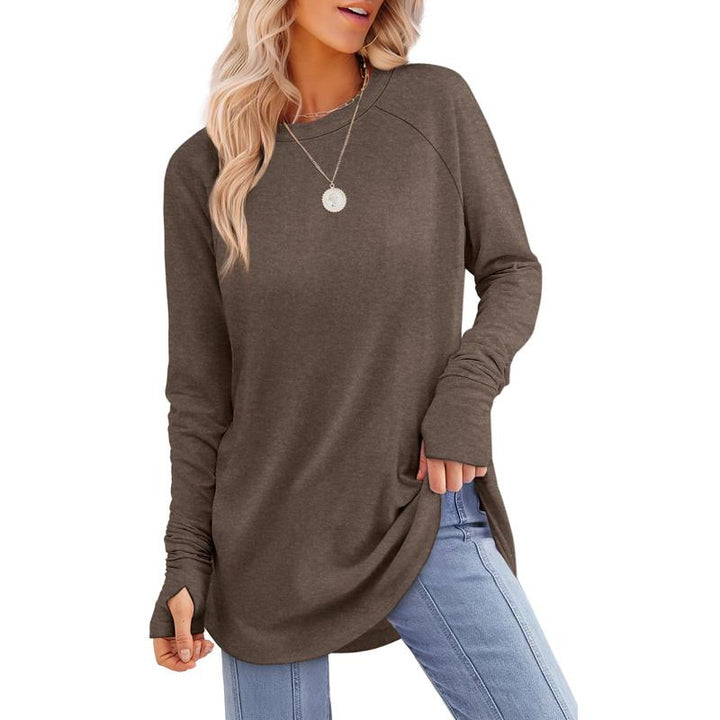 MIRA | Women's Long Sleeve Tunic Top with Thumb Hole and Curved Hem