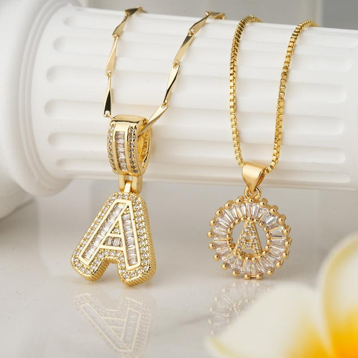 AISHA | Elegant 2-Pack Initial Letter Pendant Necklaces