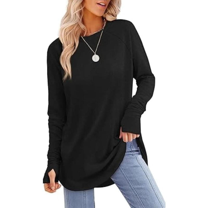 MIRA | Women's Long Sleeve Tunic Top with Thumb Hole and Curved Hem