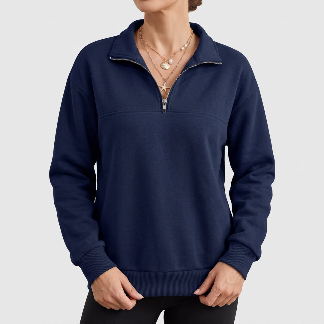 Pull camionneur femme, col rabattu et coupe décontractée