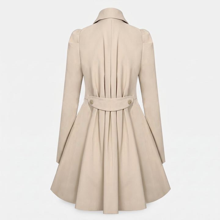 Trench mi long hiver femme, cintré col tailleur épaules bouffantes