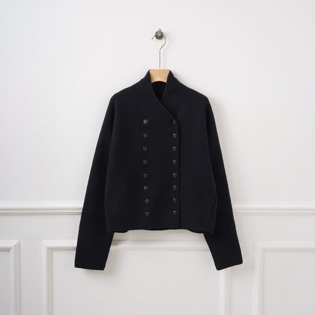 Caban court hiver femme, oversize croisé épaules tombantes
