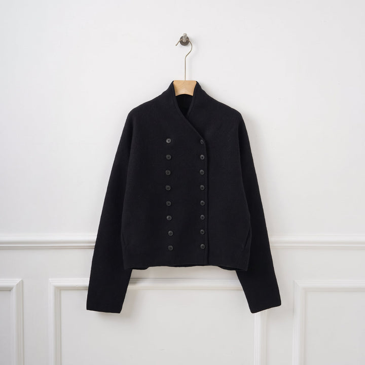 Caban court hiver femme, oversize croisé épaules tombantes