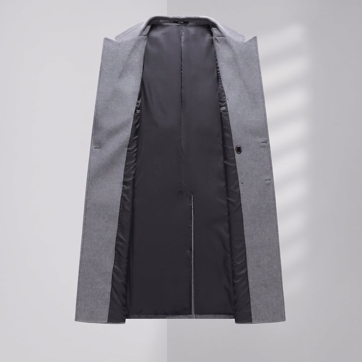Trench long hiver homme, croisé classe masculin revers en pointe
