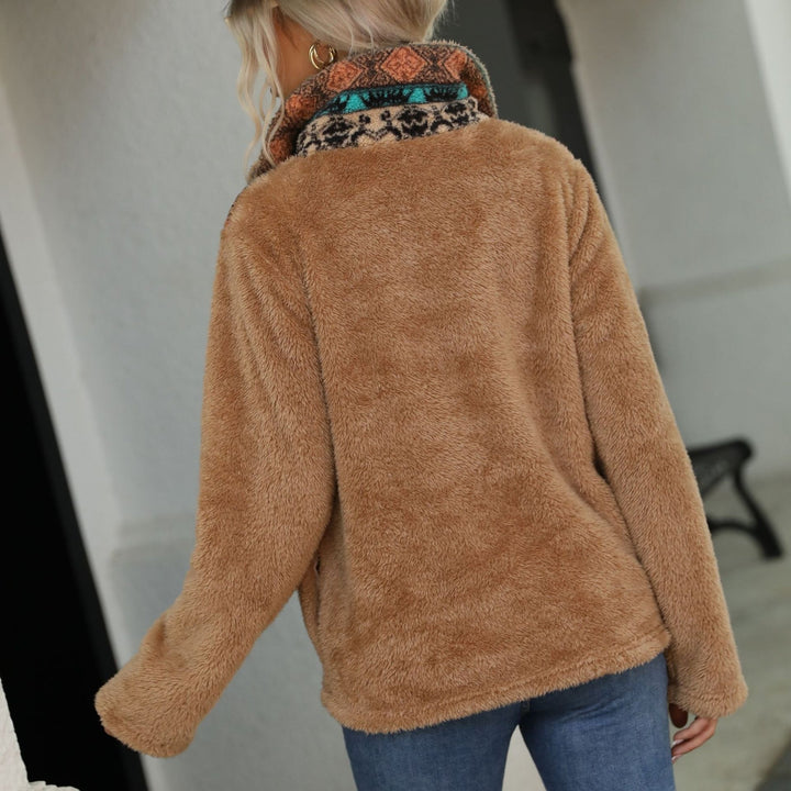 Pull camionneur femme, maille duveteuse oversize à poches