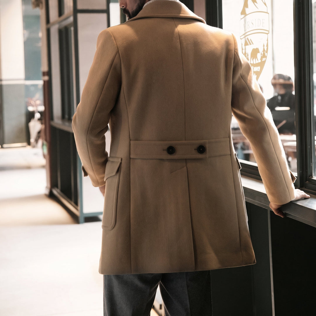 Caban militaire hiver homme, mi long croisé double boutonnage