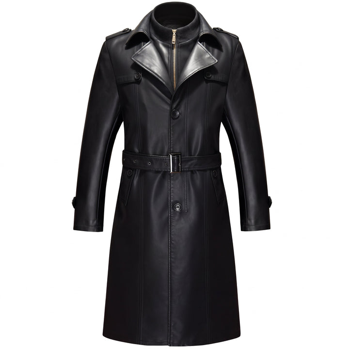 Trench long hiver homme, droit zippé masculin épaulettes