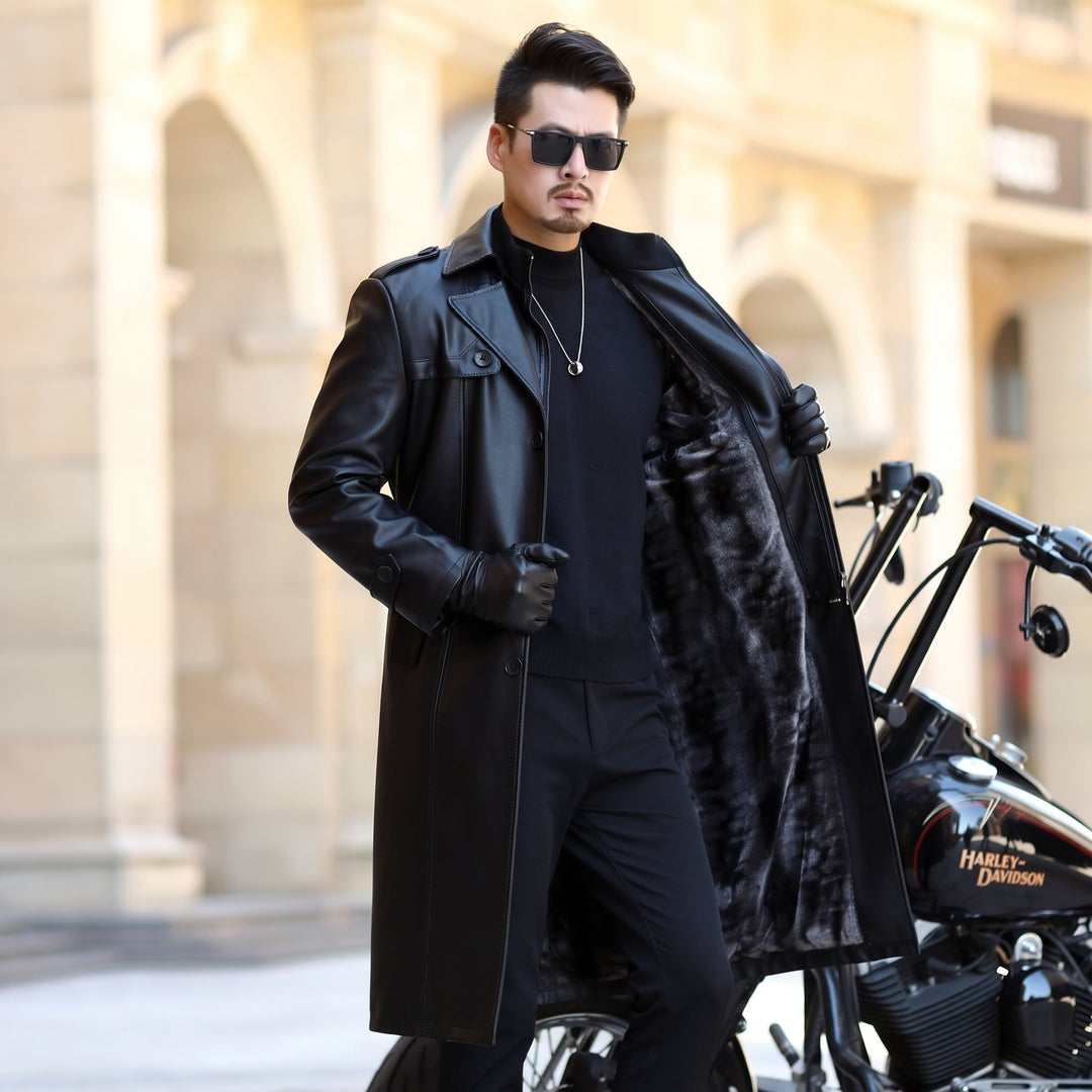 Trench long hiver homme, cintré droit classe slim fit masculin