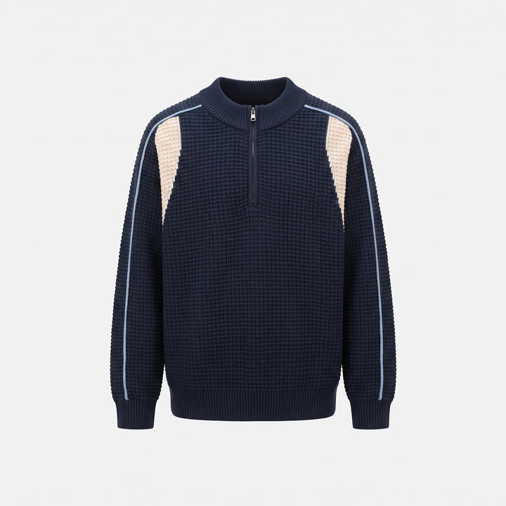 Pull camionneur homme, maille texturée à empiècements contrastés