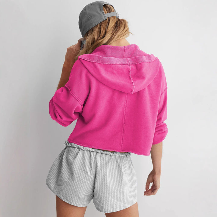 Pull camionneur femme, oversize à capuche et demi-zip