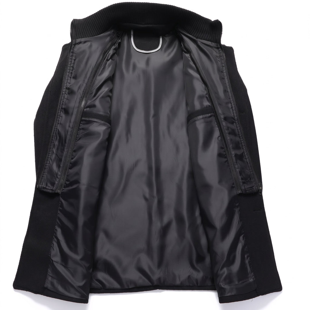 Trench mi long hiver homme, militaire droit slim fit col montant