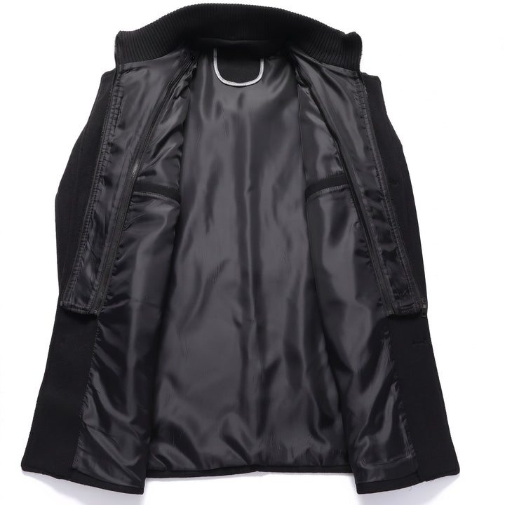 Trench mi long hiver homme, militaire droit slim fit col montant