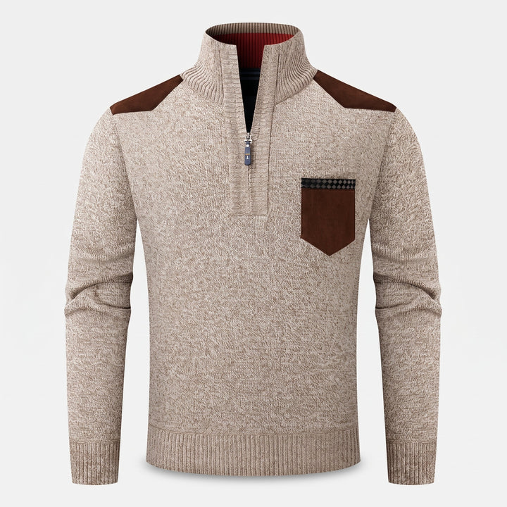 Pull camionneur homme, col montant en maille côtelée