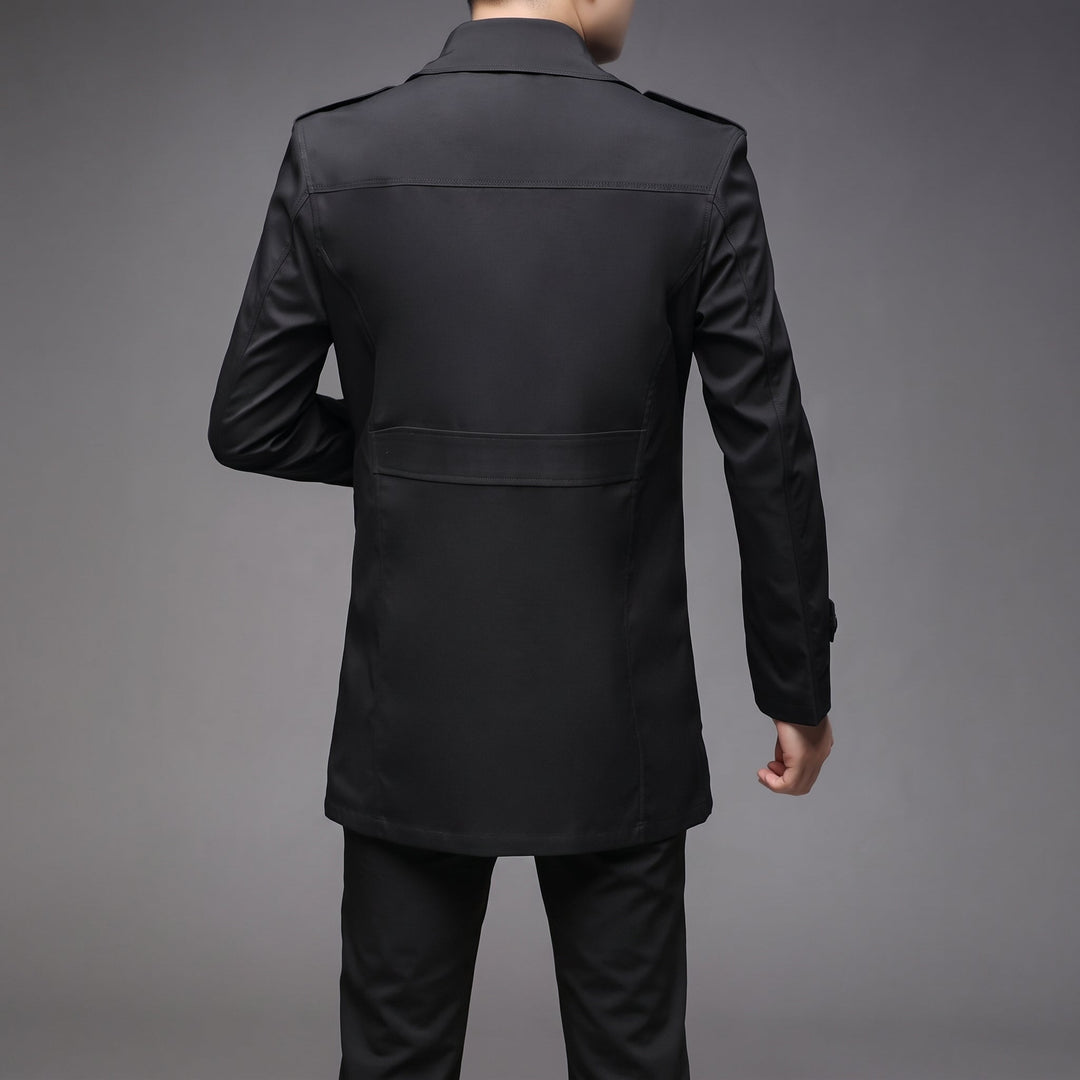 Trench mi long hiver homme, cintré droit slim fit épaulettes