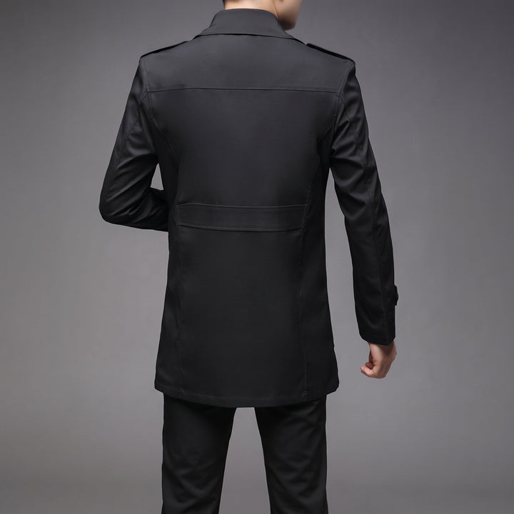 Trench mi long hiver homme, cintré droit slim fit épaulettes