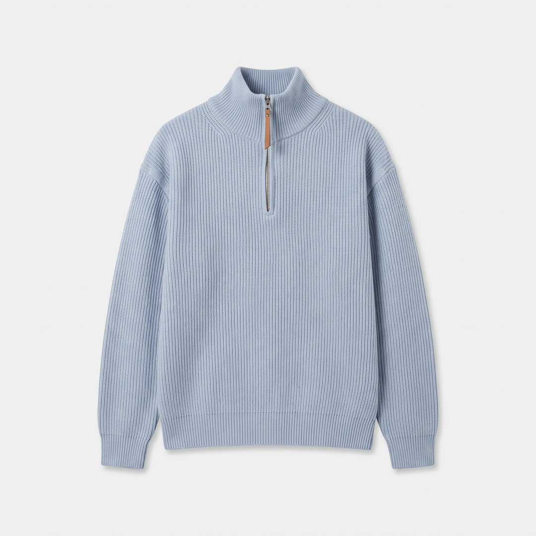 Pull camionneur homme, maille côtelée oversize à col montant