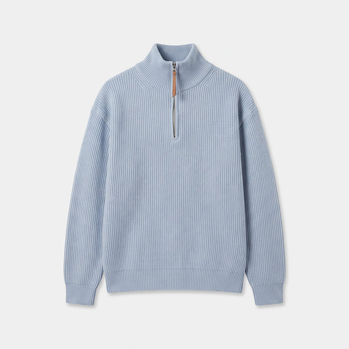 Pull camionneur homme, maille côtelée oversize à col montant