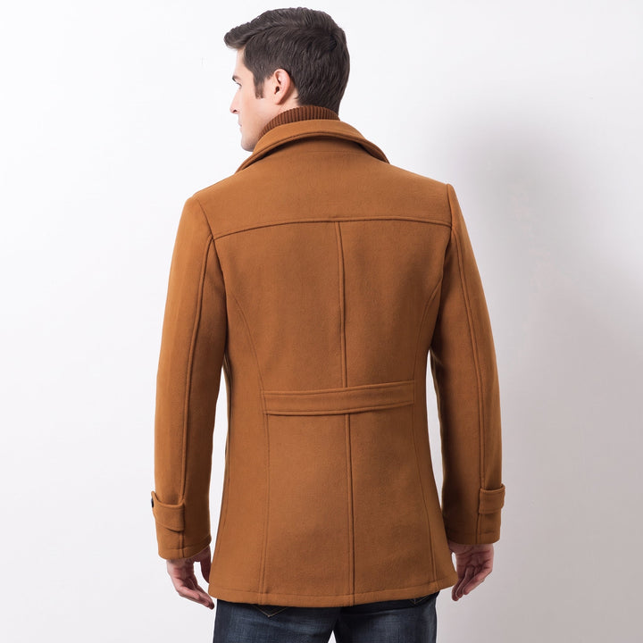 Caban mi long hiver homme, col montant matelassé droit poche zippée