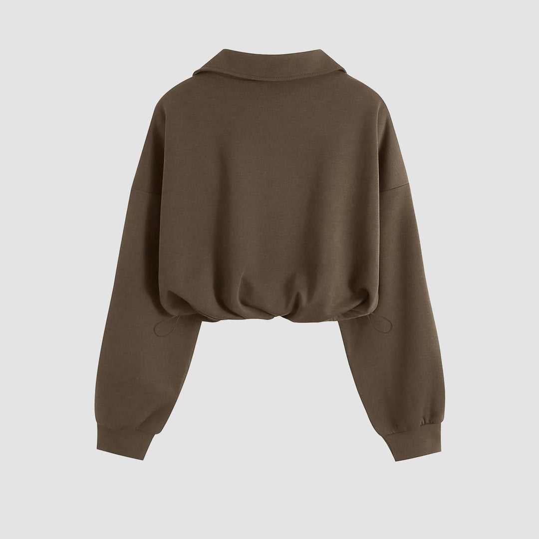 Pull camionneur femme, col chemise côtelé et coupe décontractée