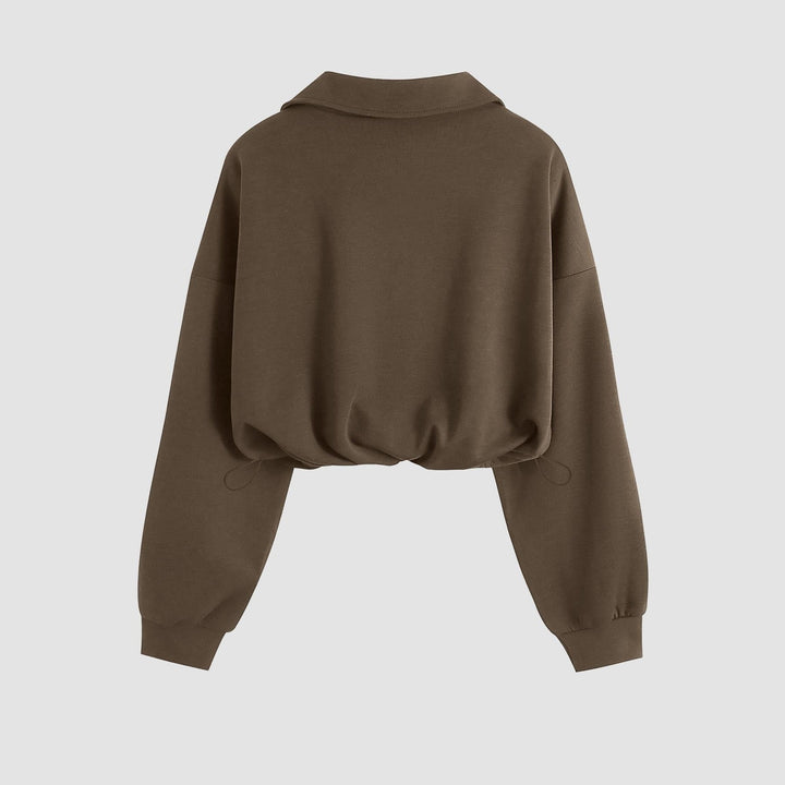 Pull camionneur femme, col chemise côtelé et coupe décontractée