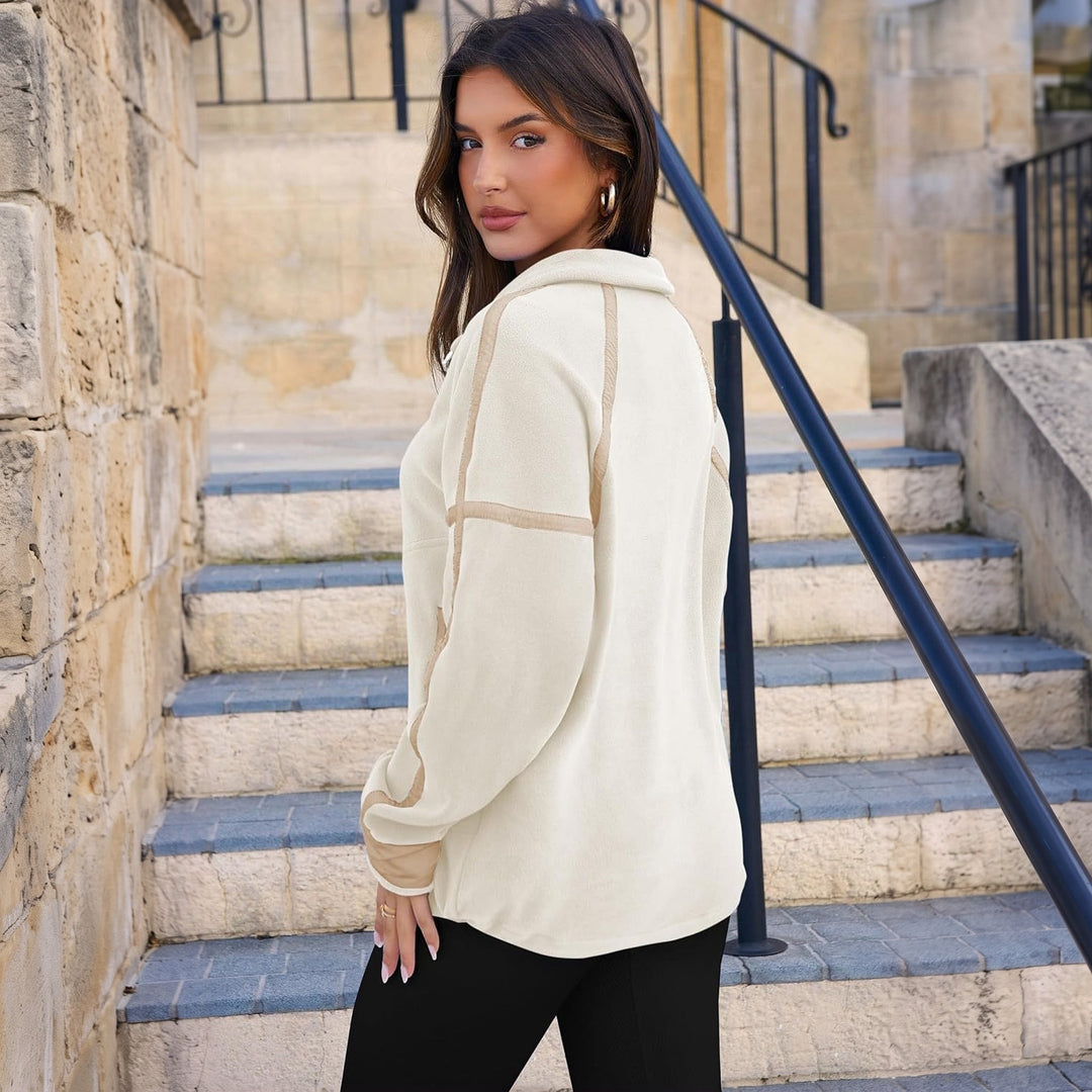 Pull camionneur femme, col montant et bordures contrastées