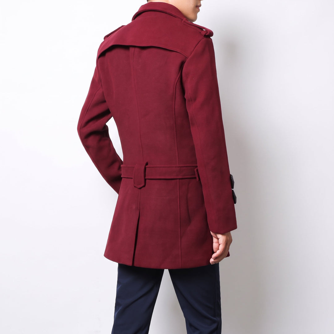 Caban cintré hiver homme, mi long ajusté col cranté