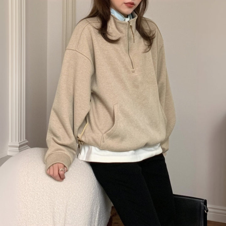Pull camionneur femme, col montant et bas coulissant