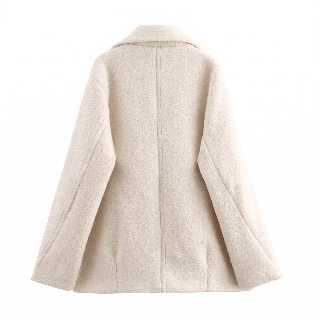 Caban court hiver femme, oversize croisé droit col tailleur