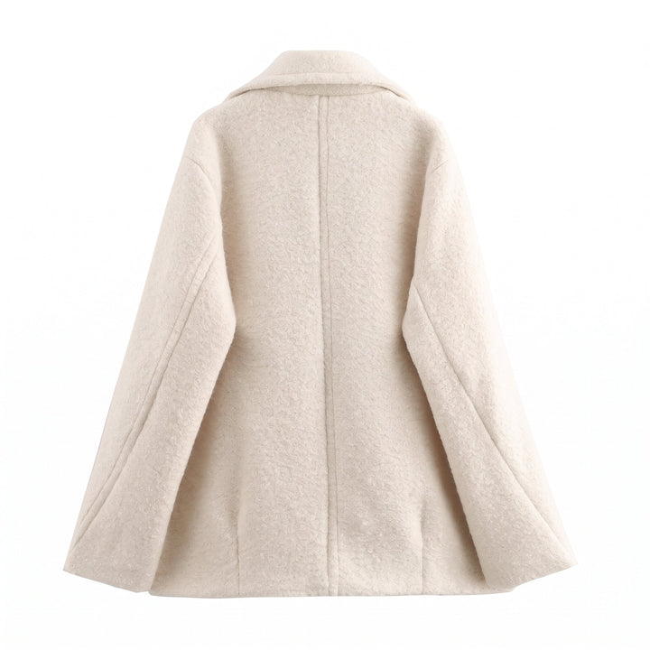 Caban court hiver femme, oversize croisé droit col tailleur