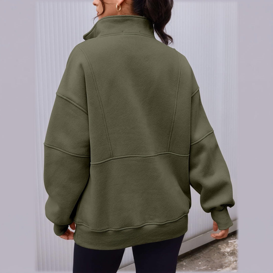 Pull camionneur femme, oversize à col montant et poches