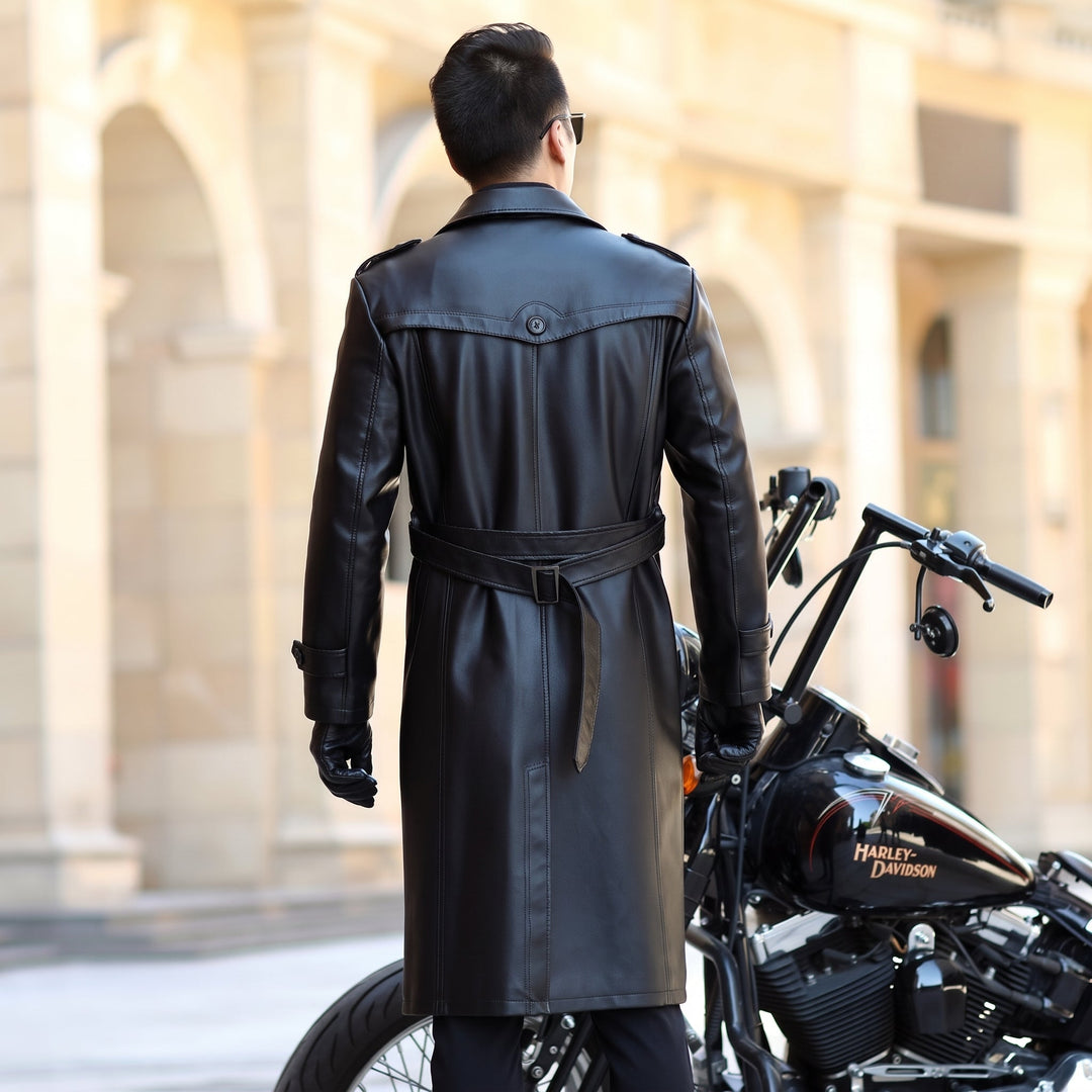 Trench long hiver homme, cintré droit classe slim fit masculin
