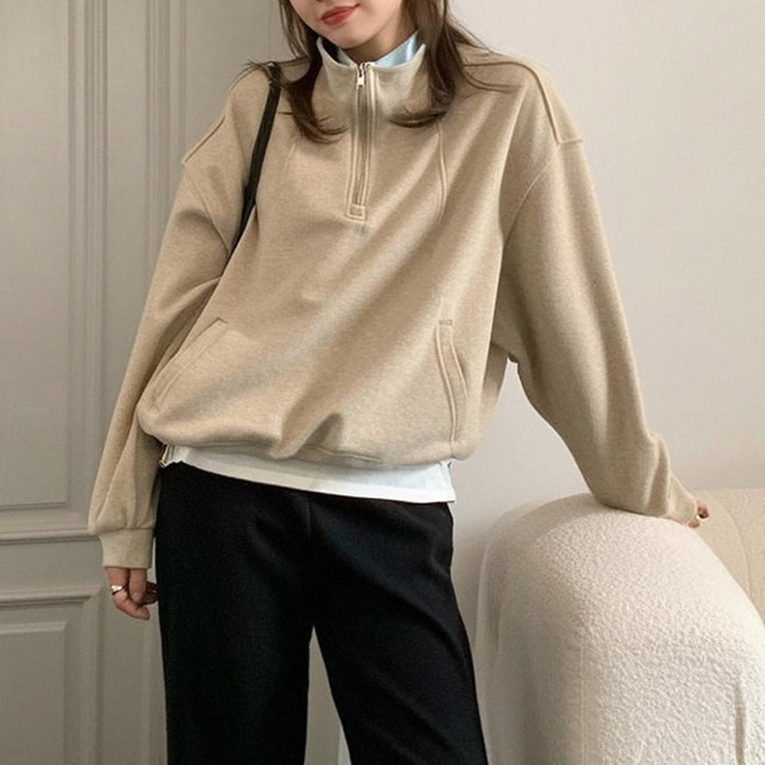 Pull camionneur femme, col montant et bas coulissant
