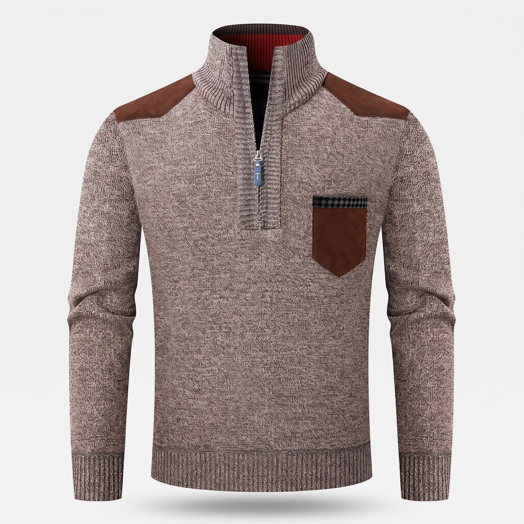 Pull camionneur homme, col montant en maille côtelée