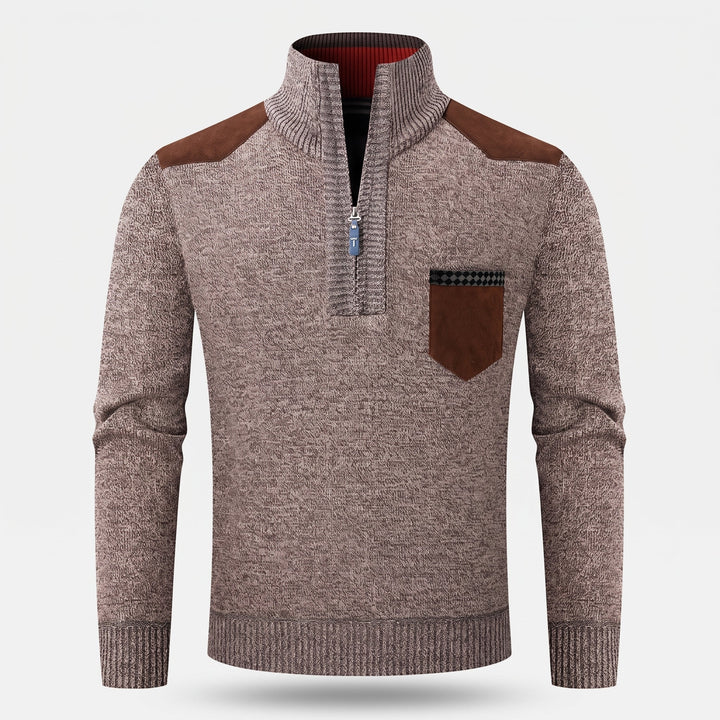 Pull camionneur homme, col montant en maille côtelée