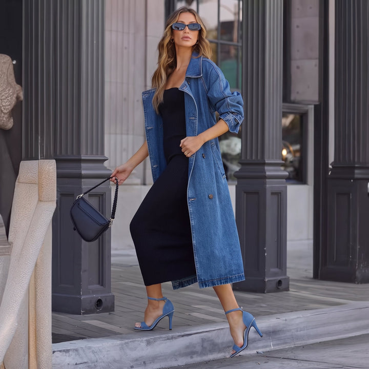 Trench long oversize femme, ceinturé manches raglan col à revers
