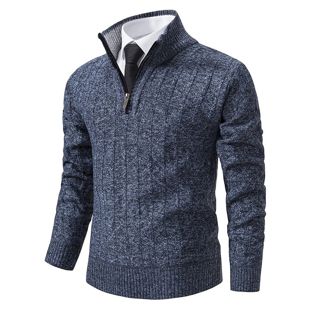 Pull camionneur homme, maille torsadée à col montant zippé