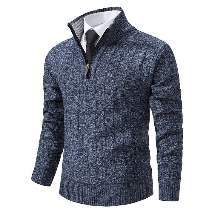 Pull camionneur homme, maille torsadée à col montant zippé