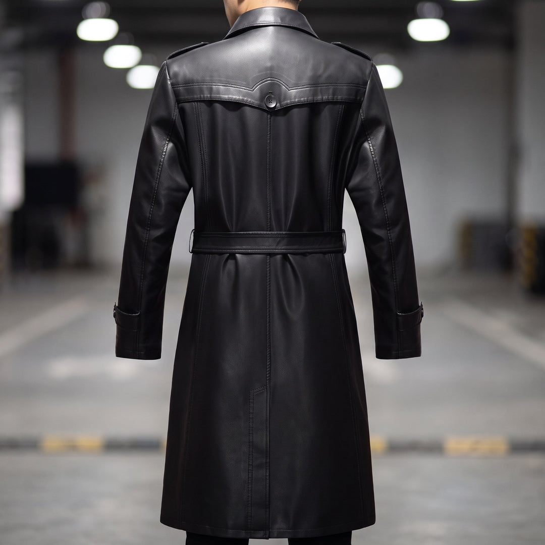 Trench long hiver homme, droit zippé masculin épaulettes