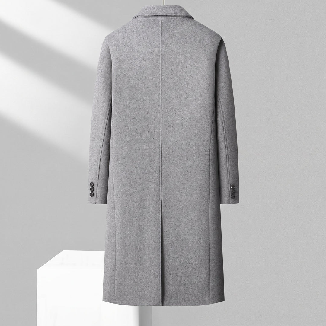 Trench long hiver homme, croisé classe masculin revers en pointe
