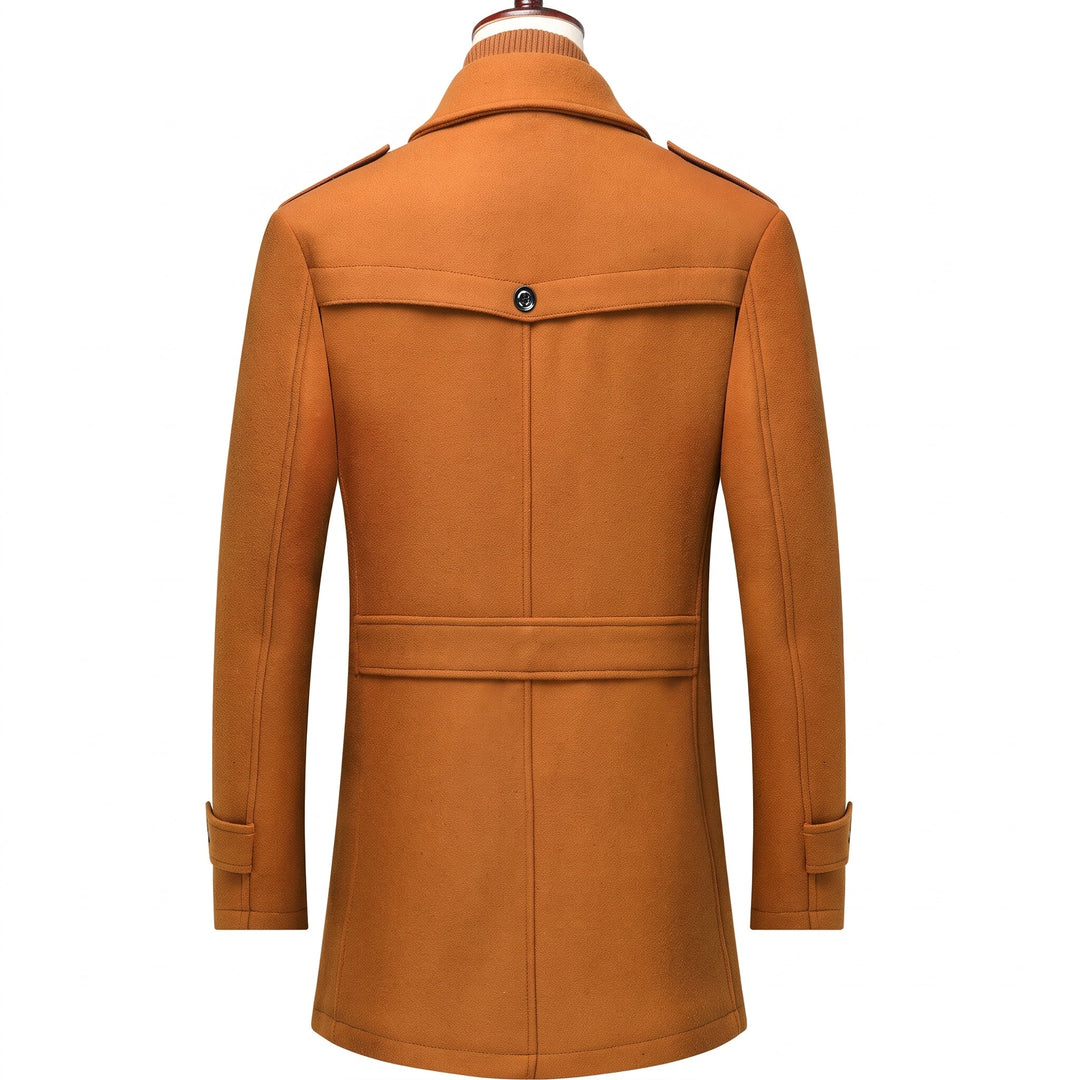 Trench mi long hiver homme, militaire droit slim fit col montant