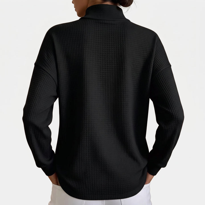 Pull camionneur femme, maille gaufrée et col chemise zippé