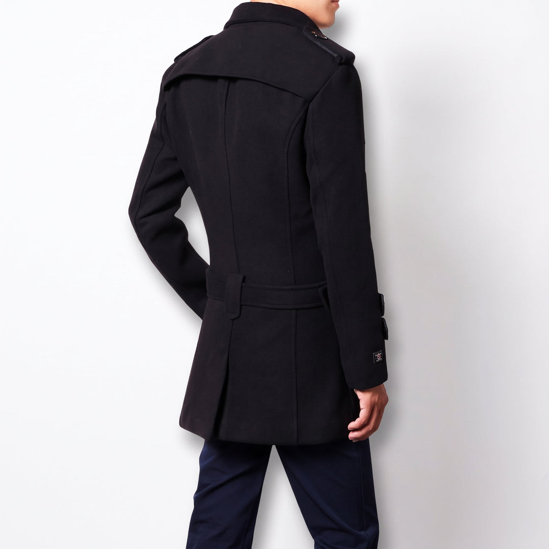 Caban cintré hiver homme, mi long ajusté col cranté