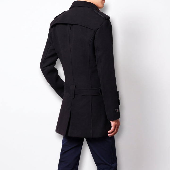 Caban cintré hiver homme, mi long ajusté col cranté
