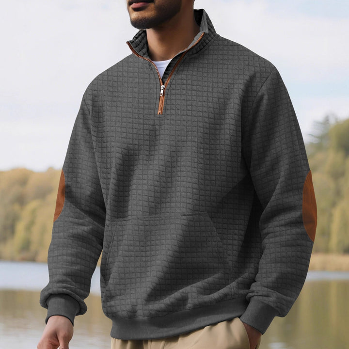 Pull camionneur homme, maille gaufrée à col montant