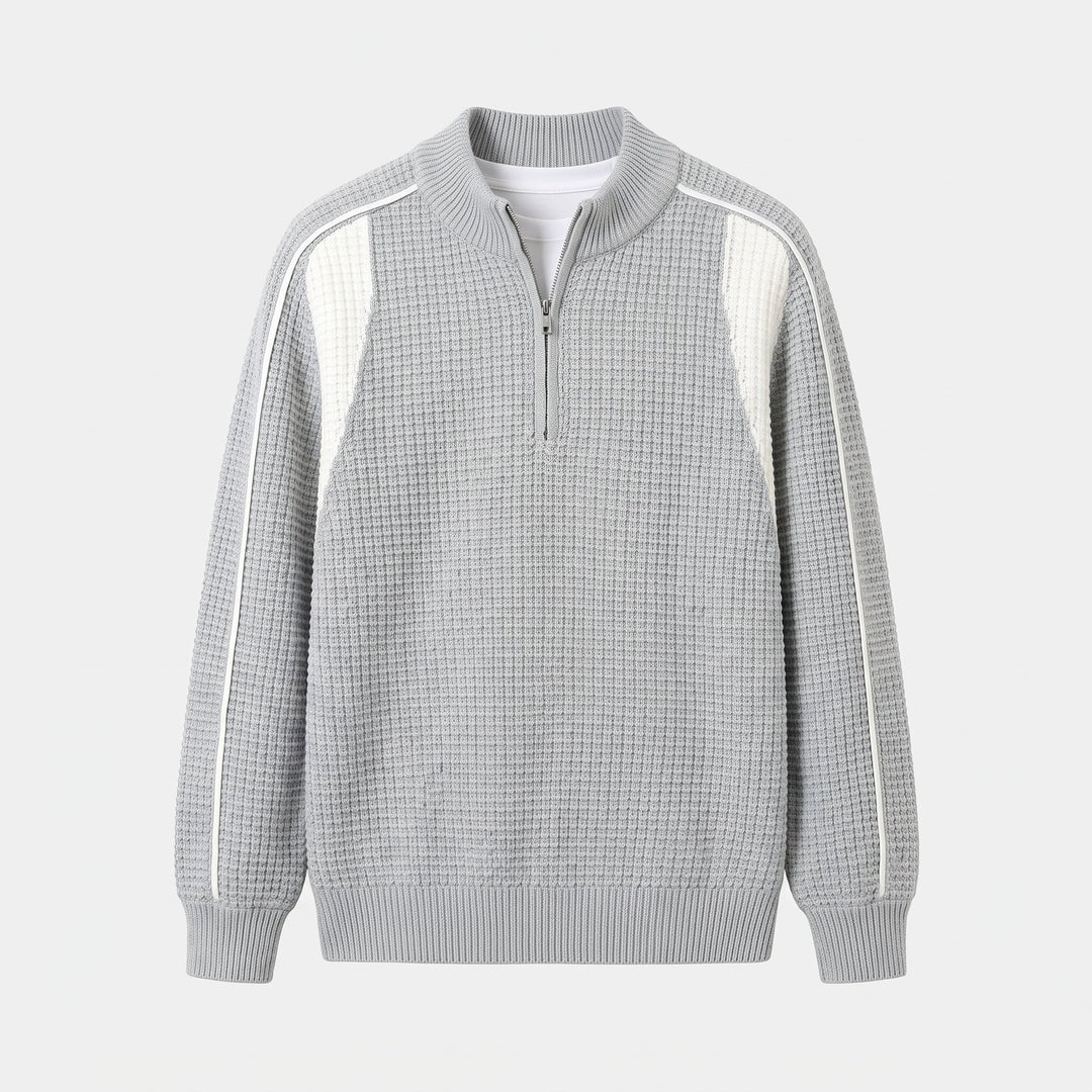Pull camionneur homme, maille texturée à empiècements contrastés