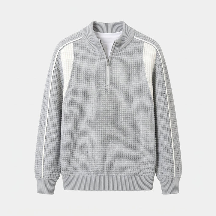 Pull camionneur homme, maille texturée à empiècements contrastés